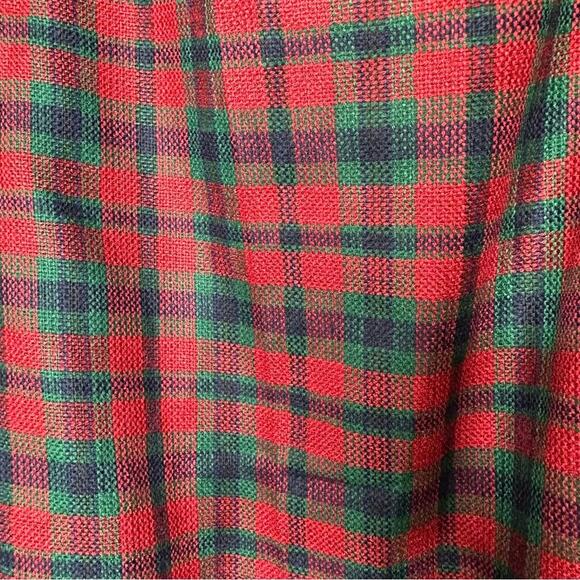Stylish Red & Green Plaid Open Cardigan Vest - Picture 9 of 9